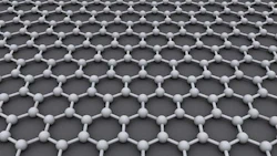 Graphene on the atomic level. The material is composed of a honeycomb of carbon atoms, arranged in a layer just one atom thick.