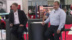 John Van Alstyne, CEO and President of I-CAR, and Josh McFarlin, I-CAR Director of Curriculum & Product Development at the launch of the new Production Management curriculum at NACE.