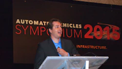 Chris Urmson, head of Google's driverless car programs, delivered the keynote address at the AV Symposium.