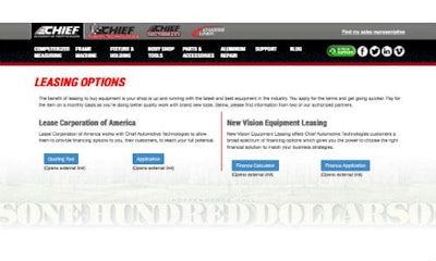 Chief Automotive Technologies has introduced new leasing tools to help collision repair facilities access new equipment without a high initial fee.