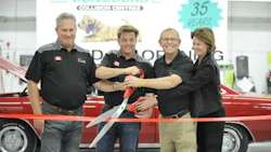At the Grand Reopening of Concours Collision Centres. From left: Paul Madden, President of 3M Canada, Chip Foose, Ken Friesen and Fiona Maxwell.