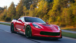 The 2016 Corvette Z06 features a carbon fibre hood with a visible weave section.