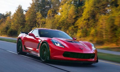 The 2016 Corvette Z06 features a carbon fibre hood with a visible weave section.
