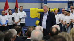 Prime Minister Harper spoke on auto manufacturing at a stop in Windsor. Auto industry issues loom large in the current federal election.
