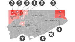 Kanetix has ranked Toronto's neighbourhoods from least to most expensive for auto insurance.
