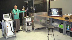 Richard Perry of Chief Automotive shows off the company's latest welding equipment.