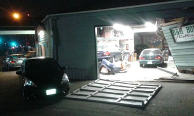 B&H Body Repair in Snohomish County, after a motorist struck the building. This case is a little unusual, as it was actuallyl a hit-and-run.