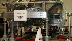 Chief’s new Cadillac-approved CT6 holding system enables collision repair technicians to anchor the 2016 CT6 to a frame rack for sectioning.