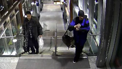 Calgary Police Service has released this photo of two men suspected of being involved in a hate-motivated act of vandalism. A car that was damaged during the act was later repaired by a local Craftsman Collision, free of charge.