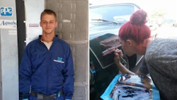 Body Shop Benjamin Clement has carved a high-end niche in Kingston through extreme attention to detail. It might be fair to say that Benjamin Clement (left) is obsessive when it comes to painting. Michelle France (right) is a certified estimator. Here she shows off her eye for detail and her steady hands, applying pinstriping to a '67 Ford Galaxie.