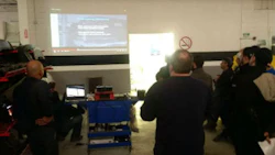 The team at CSN-Automacs watches a video after the daily production meeting. It's helped to bring enthusiasm to the grassroots.