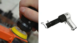 New entries from Astro Pneumatic. Left, the company's new sanding disc for its Micro Sanders. Right, the Shank Super Duty Air Hammer/Riveter.