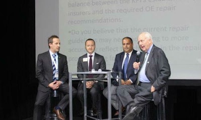 The insurer panel at CCIF. From left: Luc Ruest, Tony Mammone, Tony Sutera and moderator Larry Jefferies.