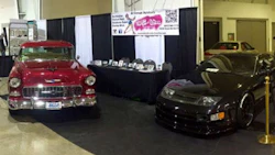 Ink & Iron’s booth at Motorama. The shop brought two cars to the show: a 1955 Bel Air and a wide body 300Z.
