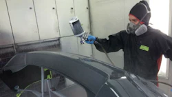 Andy Engenhardt, a master painter from Germany, demonstrates proper technique during one of the training sessions.