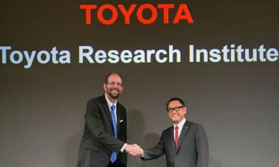 Gill Pratt (left) and Toyota's President Akio Toyoda at the launch announcement of TRI in 2015. Pratt heads up the Toyota Research Insitute (TRI), with the stated goal of developing vehicles that are incapable of crashing.