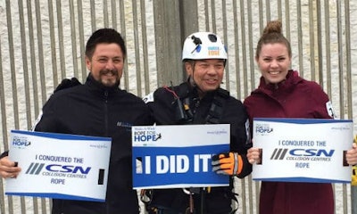 Lauren, Gord and Andrew Hodson from CSN-Don Butt Autobody, after participating in the Rope for Hope event in 2015.