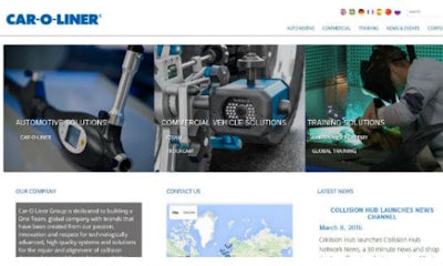 Car-O-Liner's new website breaks the company's offering down into Automotive Solutions, Commercial Vehicle Solutions and Training Solutions.