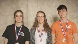 Manitoba medalists in the Car Painting competition. From left: Jessica Tomchuck, Ashley Weber and Nicola Gosselin.