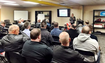 Leanne Jefferies addresses the audience during the breakfast networking session.