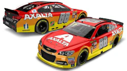 Two views of the No. 88 Axalta Chevrolet SS Show Car. The vehicle will be on display at Steve Lewis Auto Body as part of the lead-up to the IWK 250.