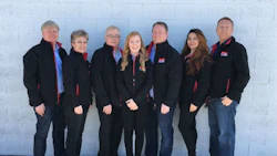 Marty Reddick, Adina Antal, Bernie Reddick, Jenny Reddick, Chris Reddick, Sarah Da Silva and Dave Friars of Supreme Collicions Centres, the first facilities to be awarded with the certification in Canada.
