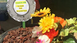 Recycled tires can be turned into many useful consumer goods, including environmentally-friendly mulch.