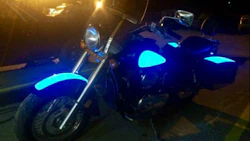 Paint from Lumilor that actually glows. The effect is achieved by running a current through the paint from a concealed battery.