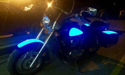Paint from Lumilor that actually glows. The effect is achieved by running a current through the paint from a concealed battery.