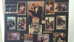 One of the many plaques honouring Sam Piercey on display at Smith's Funeral Home. Piercey will be remembered by the many people whose lives he touched, both inside and outside the collision repair industry.