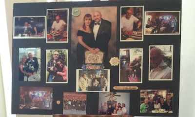 One of the many plaques honouring Sam Piercey on display at Smith's Funeral Home. Piercey will be remembered by the many people whose lives he touched, both inside and outside the collision repair industry.