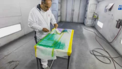 Mitch Lanzini of Lanzini Body Works creates a tape effect. Check out the video below for more on this procedure.