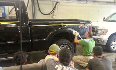 John Veresuk demos the 3M Perfect-It system at Wheat Country Motors.