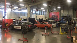 Myers CARSTAR Collision manager Shawn Jamieson visited students enroled in the advanced level of the Auto Body Repairer program at Algonquin College recently to offer some insight on the future of the collision repair industry. Pictured above is the main body shop at the Ottawa-based school.