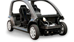 Teijin's concept car, with a carbon fibre body. The body structure of the car weighs just 47 kg.