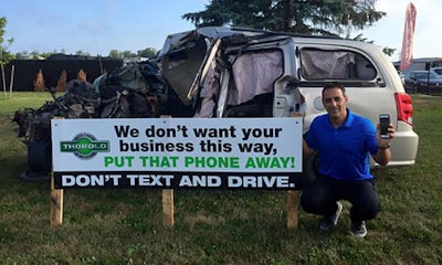 Frank Serravalle and the team at Thorold Auto Parts and Recycling have launched a new initiative in an attempt to deter people from texting while driving.