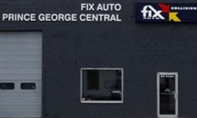 The exterior of Fix Auto Prince George Central. The facility is owned by Garett Berg.