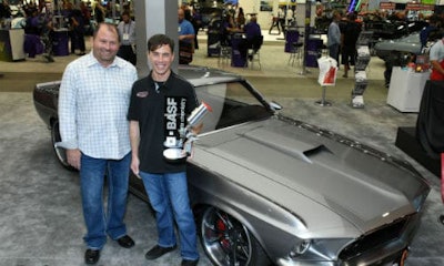 Jonathan Goolsby (right) took first place in the Glasurit Best Paint Award with this 1969 Ford Mustang. The car is owned by Tim Spencer (left).