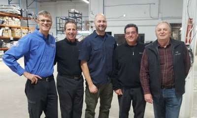 Kurt Lammon, President of Polyvance (left) and the team from Precision Marketing: Dan Dominato, Dan Bernier, Brent Wingrove and Tom Racz.