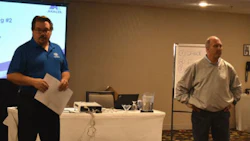 Paul Stella of Toyota and Mike Anderson of Collision Advice at the Toyota training event in Toronto.
