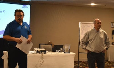 Paul Stella of Toyota and Mike Anderson of Collision Advice at the Toyota training event in Toronto.