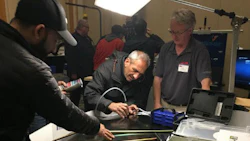 A demonstration at one of the White & Peters trade shows. The shows took place in Kelowna and Vancouver and showcased equipment from numerous manufacturers.