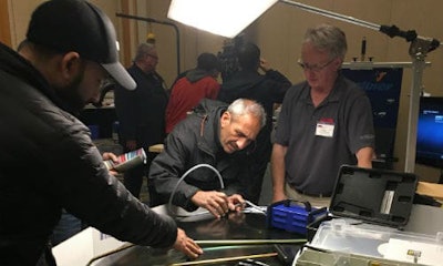 A demonstration at one of the White & Peters trade shows. The shows took place in Kelowna and Vancouver and showcased equipment from numerous manufacturers.