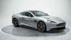 A 2014 Aston Martin DB9, painted in 'Skyfall' silver. A similar vehicle was repaired by a shop in Richmond, BC, but the vehicle's owner has refused to pay the repair bill.