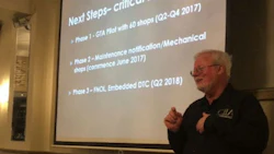 John Norris of CIIA leading the presentation on the new Roadtrust program. Representatives of over 35 shops attended the information session.