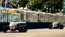 The Roborace competitors in Buenos Aires, Argentina. Only one car finished the complete race.