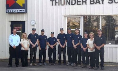 The team at Fix Auto Thunder Bay South. The facility has recently achieved I-CAR Gold Class, thanks in part to an in-house training centre.