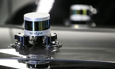 A Velodyne LiDAR sensor on a vehicle at Blackberry QNX in Ottawa. QNX is one of the few companies in Canada working autonomous vehicle tech.