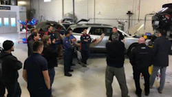 Tom McGee of Spanesi Americas leads a training session at CARSTAR Oakville East.