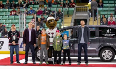 CARSTAR Red Deer Downtown and CARSTAR Red Deer South partnered with the Red Deer Rebels to present a van to the Red Deer Youth and Volunteer Centre (Youth HQ) at the Red Deer Rebels hockey game.